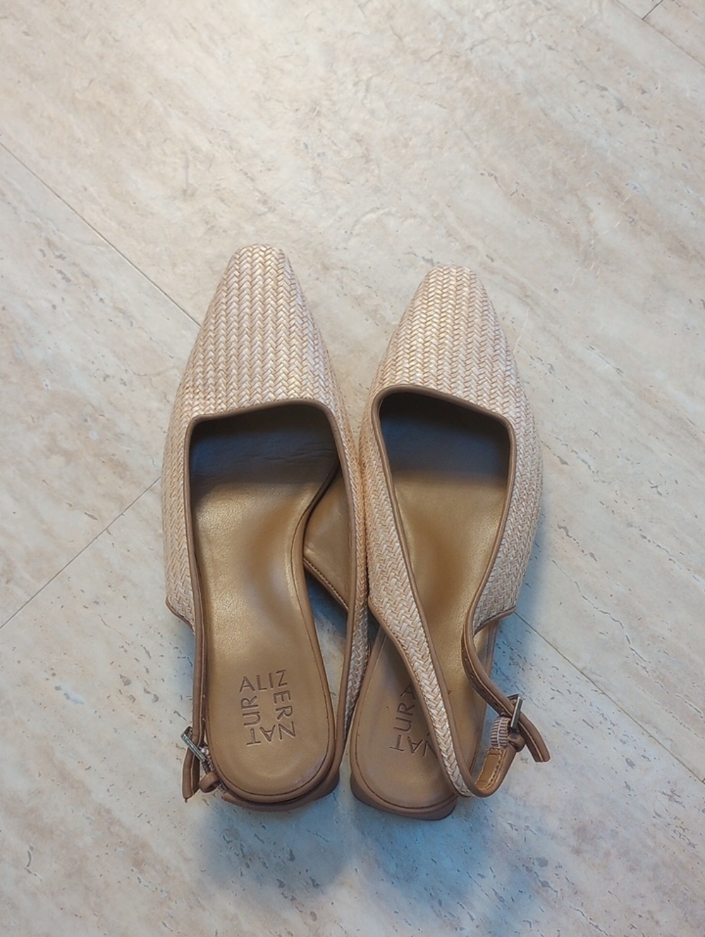 Naturalizer Beige Woven Slingback Mules
